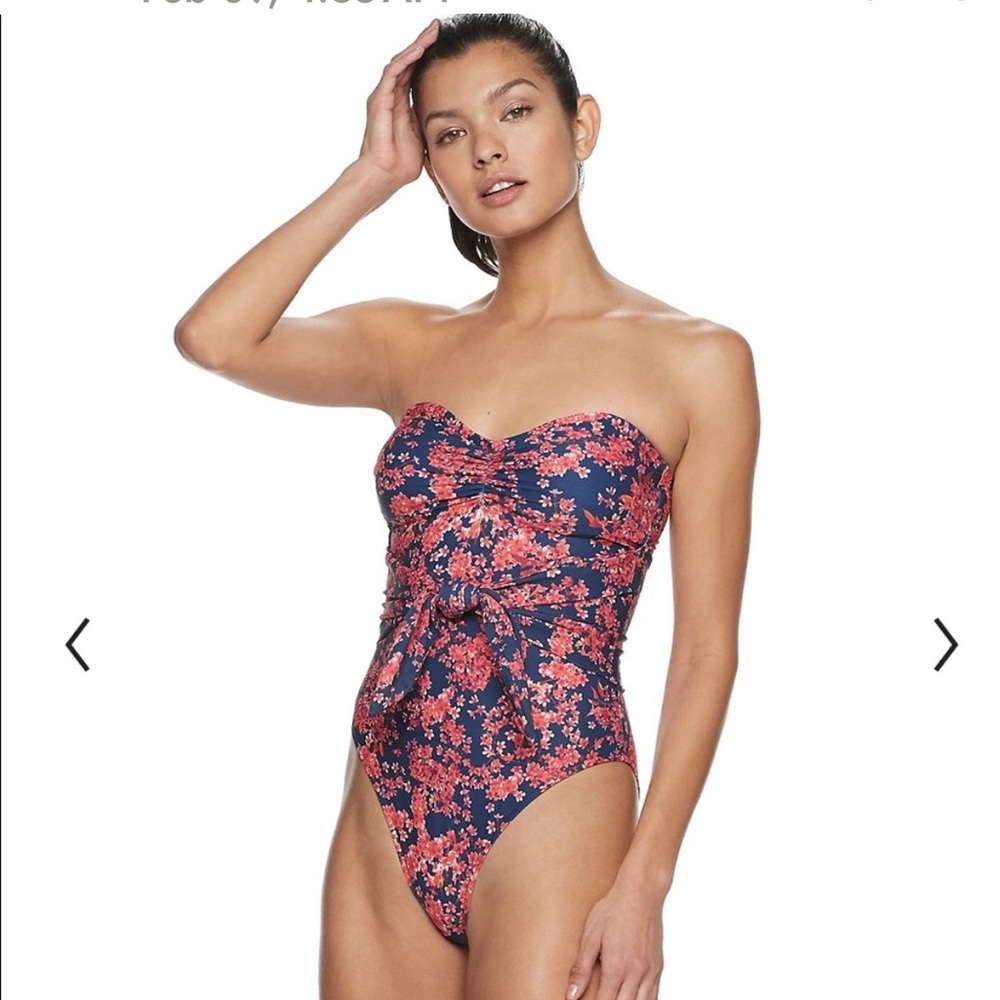WeWoreWhat strapless capri one piece bathing suit